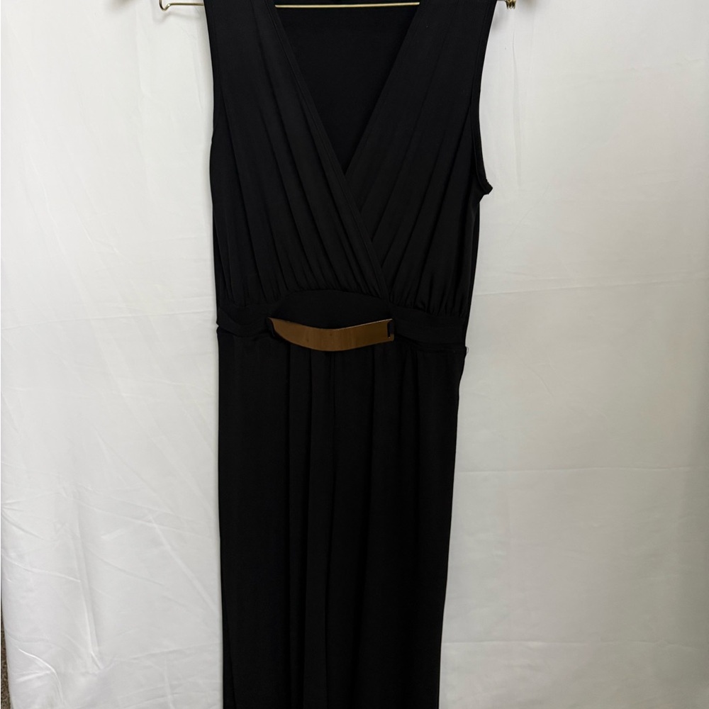 Roommates Black Maxi Dress with Gold Accent